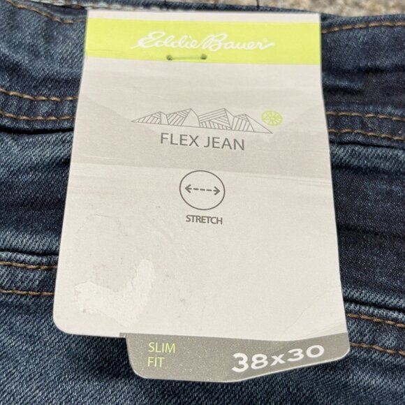 Eddie Bauer Jeans Mens 38x30 Slim Fit Flex Stretch Straight Leg Dark Wash NWT - Picture 13 of 16